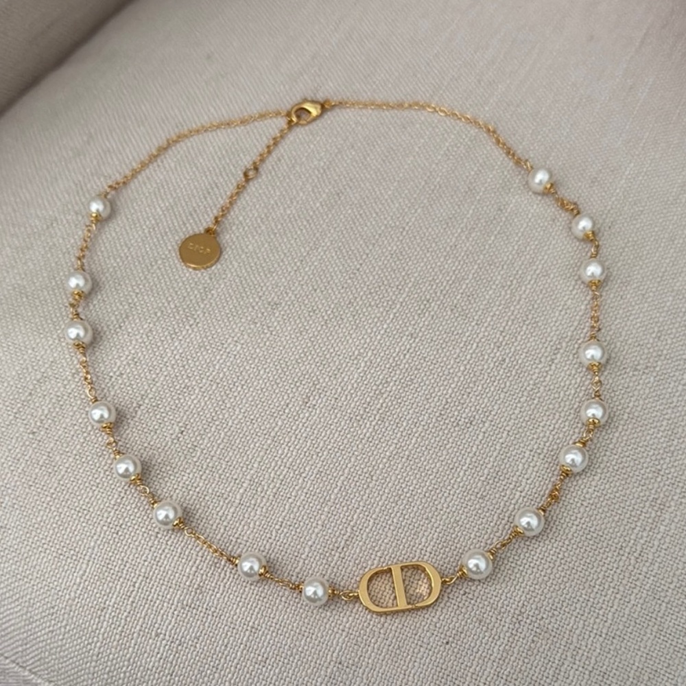 Dior Gold and White Pearl Necklace